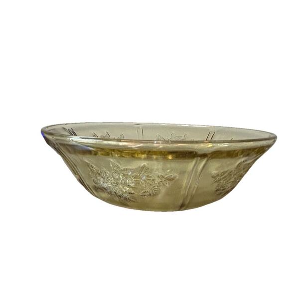 Federal Glass Sharon Amber Cabbage Rose Bowl Depression Glass 8.5" Yellow Dish - Picture 2 of 13